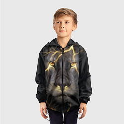 Ветровка с капюшоном детская Лев с молнией, цвет: 3D-черный — фото 2