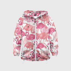 Ветровка с капюшоном детская Рай фламинго, цвет: 3D-белый