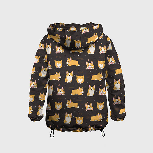 Детская ветровка Вельш корги бемброк - забавные щенки паттерн / 3D-Черный – фото 2
