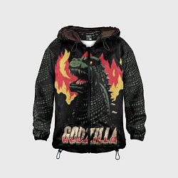 Ветровка с капюшоном детская Flame Godzilla, цвет: 3D-черный