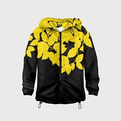 Ветровка с капюшоном детская Желтые Листья - Минимализм, цвет: 3D-черный
