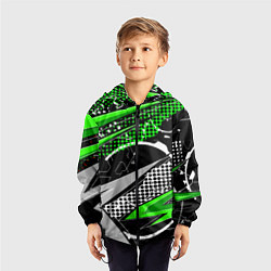 Ветровка с капюшоном детская Black and green corners, цвет: 3D-черный — фото 2