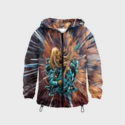 Ветровка с капюшоном детская ROCK GIRL, цвет: 3D-черный