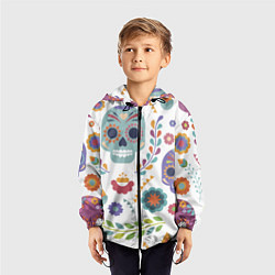 Ветровка с капюшоном детская Мексиканские мотивы, цвет: 3D-черный — фото 2
