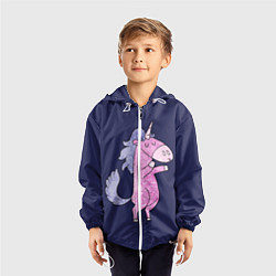 Ветровка с капюшоном детская Единорог на задних лапах, цвет: 3D-белый — фото 2