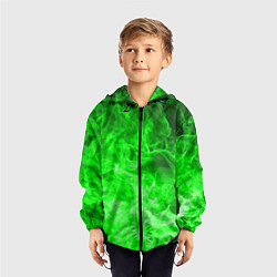 Ветровка с капюшоном детская ОГОНЬ GREEN NEON, цвет: 3D-черный — фото 2