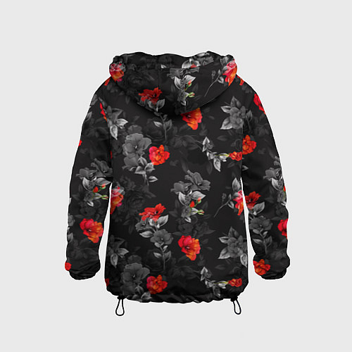 Детская ветровка Красные цветы / 3D-Черный – фото 2
