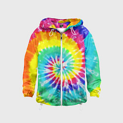 Ветровка с капюшоном детская TIE-DYE СТЕНА, цвет: 3D-белый