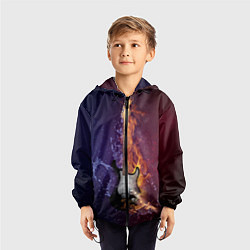 Ветровка с капюшоном детская Гитара огня, цвет: 3D-черный — фото 2