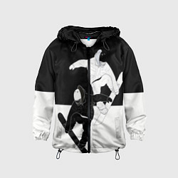 Ветровка с капюшоном детская Сноубордисты, цвет: 3D-черный