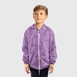Ветровка с капюшоном детская Листья на фиолетовом фоне, цвет: 3D-белый — фото 2