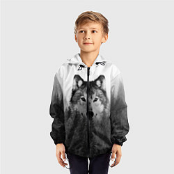 Ветровка с капюшоном детская Волк цвета 3D-черный — фото 2