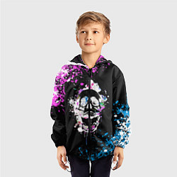 Ветровка с капюшоном детская Череп в краске, цвет: 3D-черный — фото 2