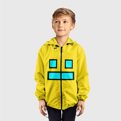 Ветровка с капюшоном детская Geometry Dash Smile, цвет: 3D-черный — фото 2