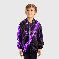 Ветровка с капюшоном детская GENSHIN IMPACT МОЛНИЯ НЕОН, цвет: 3D-белый — фото 2
