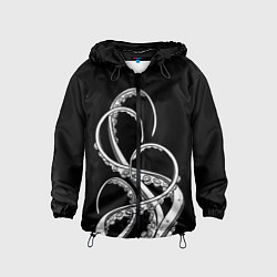 Ветровка с капюшоном детская Octopus Black and White, цвет: 3D-черный