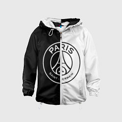 Ветровка с капюшоном детская ФК ПСЖ PSG BLACK & WHITE, цвет: 3D-белый