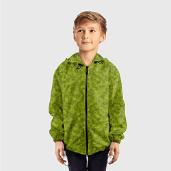 Ветровка с капюшоном детская Зеленый мраморный узор, цвет: 3D-черный — фото 2
