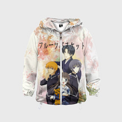 Ветровка с капюшоном детская Корзинка фруктов персонажи, цвет: 3D-белый