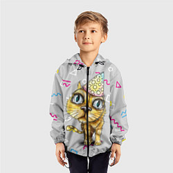 Ветровка с капюшоном детская Котик, цвет: 3D-черный — фото 2