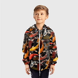 Ветровка с капюшоном детская Карпы кои Японские карпы, цвет: 3D-белый — фото 2