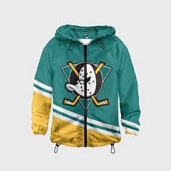 Ветровка с капюшоном детская Анахайм Дакс, NHL, цвет: 3D-черный