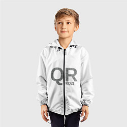 Ветровка с капюшоном детская Самый нужный QR код, цвет: 3D-черный — фото 2