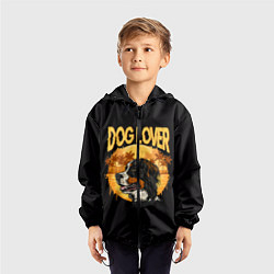 Ветровка с капюшоном детская Любитель Собак Dog Lover, цвет: 3D-черный — фото 2