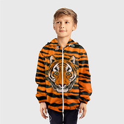 Ветровка с капюшоном детская Тигр настоящий хищник, цвет: 3D-белый — фото 2