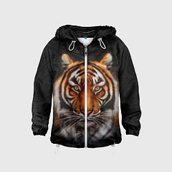 Ветровка с капюшоном детская Реалистичный тигр Realistic Tiger, цвет: 3D-белый