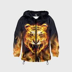 Ветровка с капюшоном детская Тигр В Пламени, цвет: 3D-черный