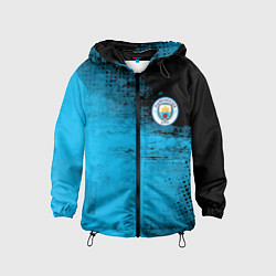 Ветровка с капюшоном детская Manchester City голубая форма, цвет: 3D-черный