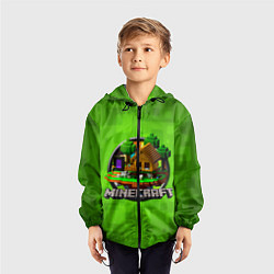Ветровка с капюшоном детская Minecraft Logo Green, цвет: 3D-черный — фото 2