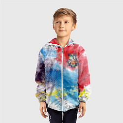 Ветровка с капюшоном детская Красочный лев на цветном облаке, цвет: 3D-белый — фото 2
