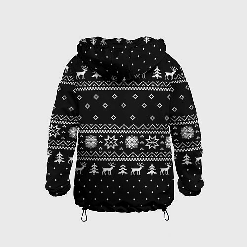 Детская ветровка ЧЁРНЫЙ НОВОГОДНИЙ СВИТЕР С ОЛЕНЯМИ 2022 / 3D-Черный – фото 2