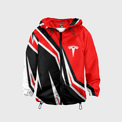 Ветровка с капюшоном детская TESLA MOTORS RED LINE ТЕСЛА, цвет: 3D-черный