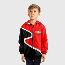 Ветровка с капюшоном детская Chevrolet Логотип, цвет: 3D-черный — фото 2