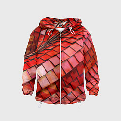 Ветровка с капюшоном детская Красная спартаковская чешуя, цвет: 3D-белый