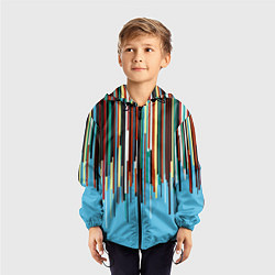 Ветровка с капюшоном детская Glitch pattern 2087, цвет: 3D-черный — фото 2