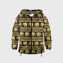 Ветровка с капюшоном детская Золотые слоны, цвет: 3D-черный