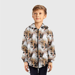 Ветровка с капюшоном детская Маленький котенок паттерн, цвет: 3D-черный — фото 2