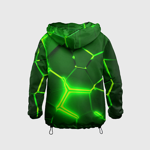 Детская ветровка 3D ПЛИТЫ НЕОН NEON GREEN HEXAGON РАЗЛОМ / 3D-Черный – фото 2