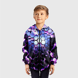Ветровка с капюшоном детская Соты - 3d, цвет: 3D-черный — фото 2