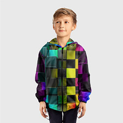 Ветровка с капюшоном детская Colored Geometric 3D pattern, цвет: 3D-черный — фото 2