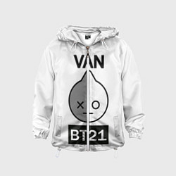 Ветровка с капюшоном детская BTS VAN BT21, цвет: 3D-белый