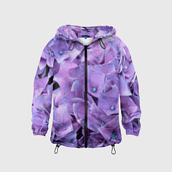 Ветровка с капюшоном детская Фиолетово-сиреневые цветы, цвет: 3D-черный