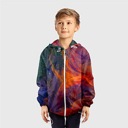 Ветровка с капюшоном детская Разноцветный абстрактный дым, цвет: 3D-белый — фото 2