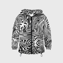 Ветровка с капюшоном детская Сумасшедшая зебра Абстрактный узор с извилистыми л, цвет: 3D-черный