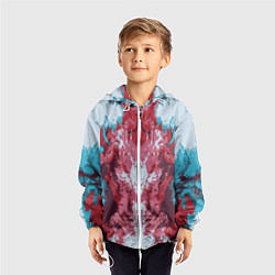 Ветровка с капюшоном детская Абстрактный ,графический рисунок, красного и синег, цвет: 3D-белый — фото 2