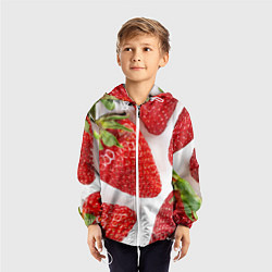 Ветровка с капюшоном детская Strawberries, цвет: 3D-белый — фото 2